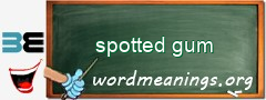 WordMeaning blackboard for spotted gum